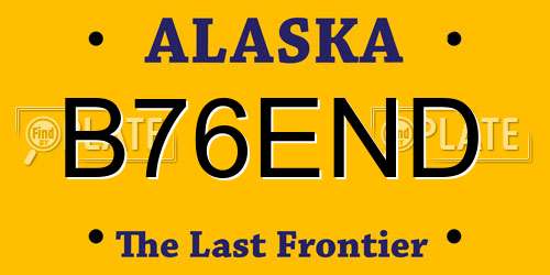 B76END Alaska License Plate
