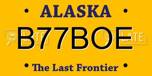 B77BOE Alaska License Plate