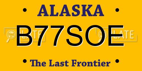 B77SOE Alaska License Plate