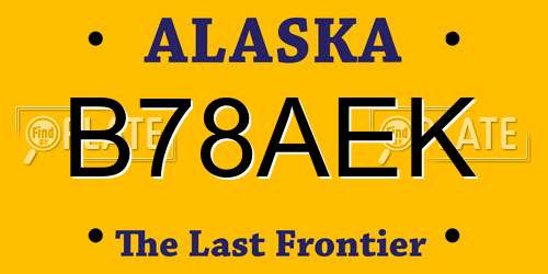 B78AEK Alaska License Plate