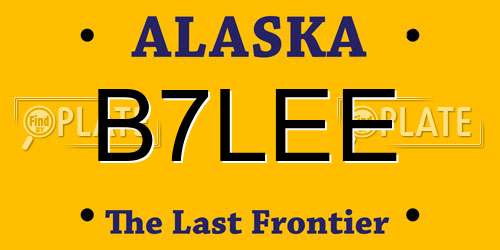 B7LEE Alaska License Plate