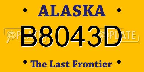 B8043D Alaska License Plate