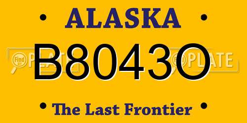 B8043O Alaska License Plate