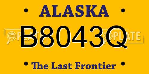B8043Q Alaska License Plate