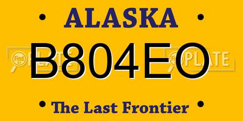 B804EO Alaska License Plate