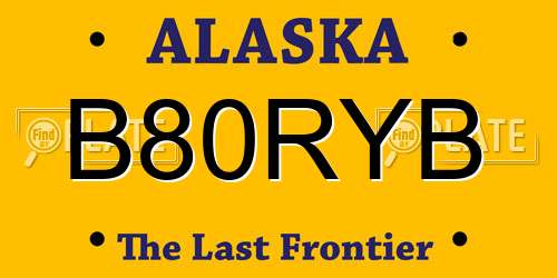 B80RYB Alaska License Plate