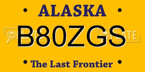 B80ZGS Alaska License Plate