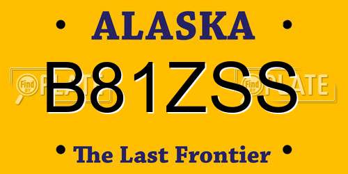 B81ZSS Alaska License Plate