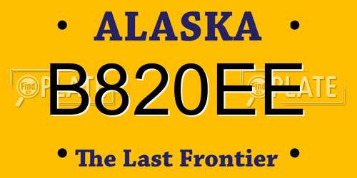 B820EE Alaska License Plate