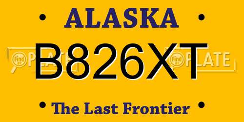 B826XT Alaska License Plate