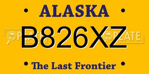 B826XZ Alaska License Plate