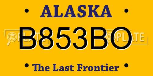B853BO Alaska License Plate
