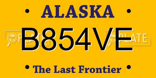 B854VE Alaska License Plate