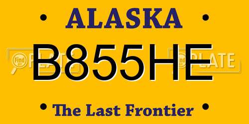 B855HE Alaska License Plate