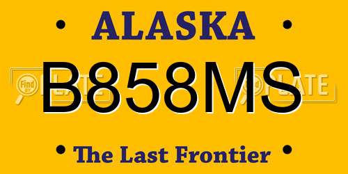 B858MS Alaska License Plate