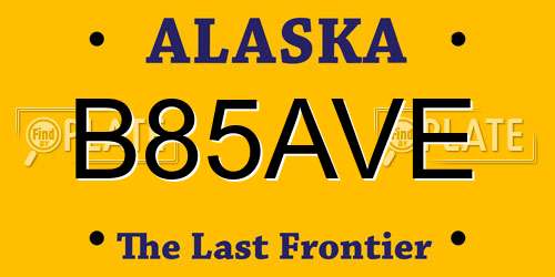 B85AVE Alaska License Plate