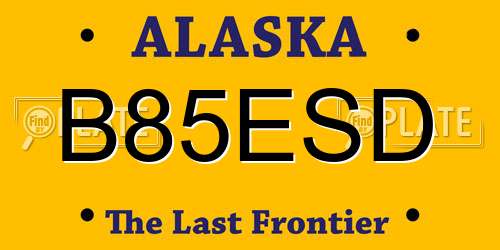 B85ESD Alaska License Plate