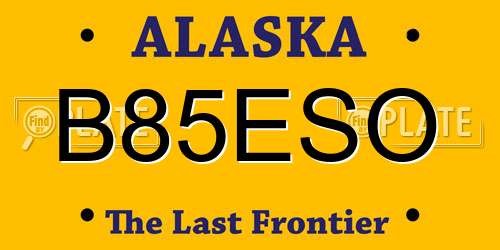 B85ESO Alaska License Plate