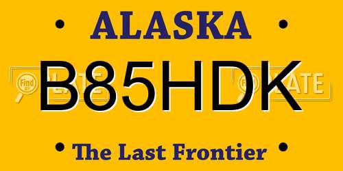 B85HDK Alaska License Plate