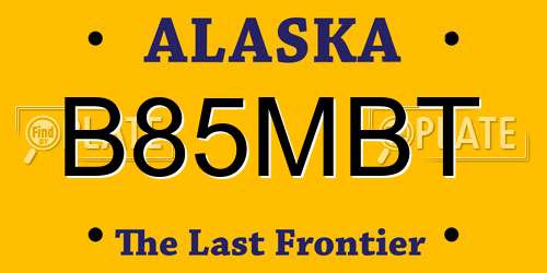 B85MBT Alaska License Plate