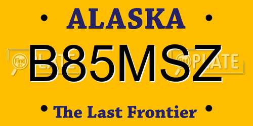 B85MSZ Alaska License Plate