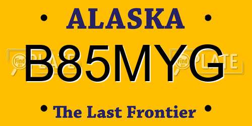 B85MYG Alaska License Plate