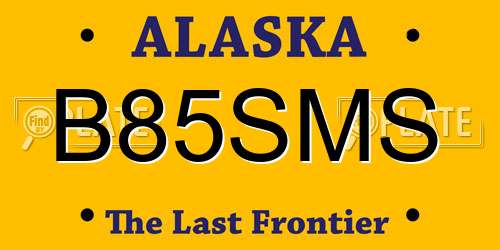 B85SMS Alaska License Plate