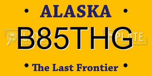 B85THG Alaska License Plate