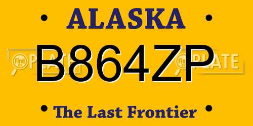 B864ZP Alaska License Plate