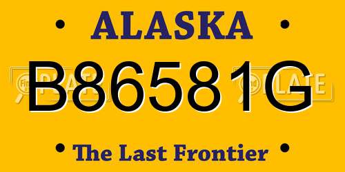 B86581G Alaska License Plate