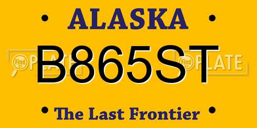 B865ST Alaska License Plate