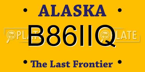 B86IIQ Alaska License Plate