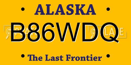 B86WDQ Alaska License Plate