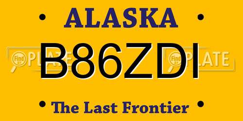 B86ZDI Alaska License Plate