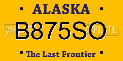B875SO Alaska License Plate