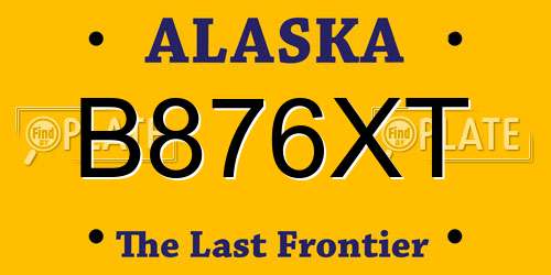 B876XT Alaska License Plate