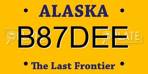 B87DEE Alaska License Plate