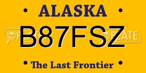 B87FSZ Alaska License Plate