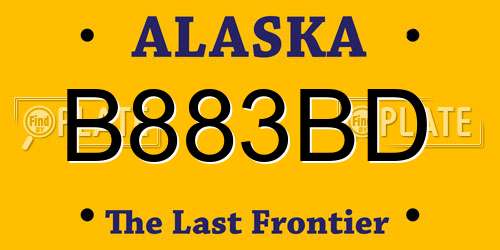 B883BD Alaska License Plate