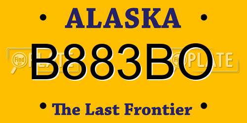 B883BO Alaska License Plate