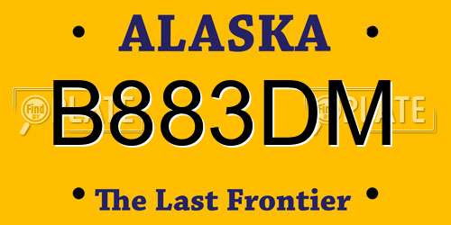 B883DM Alaska License Plate