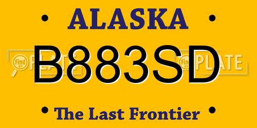 B883SD Alaska License Plate