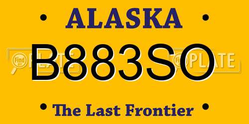 B883SO Alaska License Plate