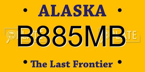 B885MB Alaska License Plate