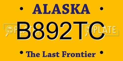 B892TC Alaska License Plate