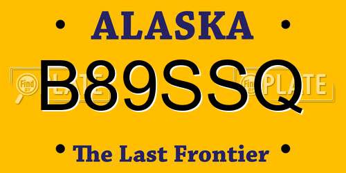 B89SSQ Alaska License Plate