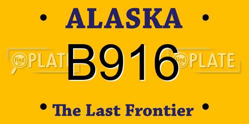 B916 Alaska License Plate