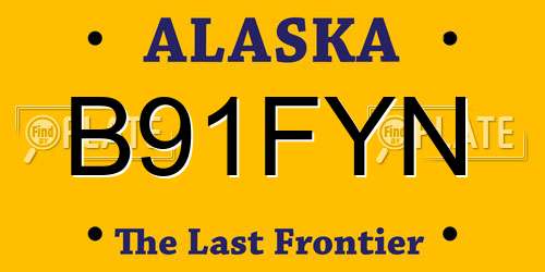 B91FYN Alaska License Plate