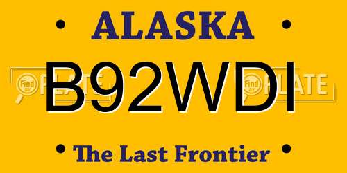 B92WDI Alaska License Plate
