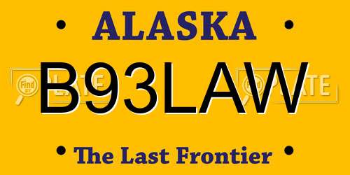 B93LAW Alaska License Plate